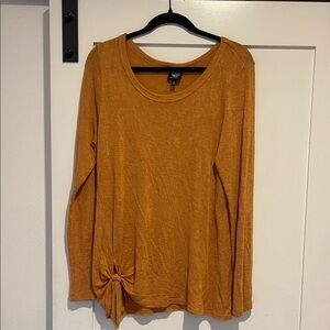 Women's Mustard Long Sleeve Top with Knot Detail